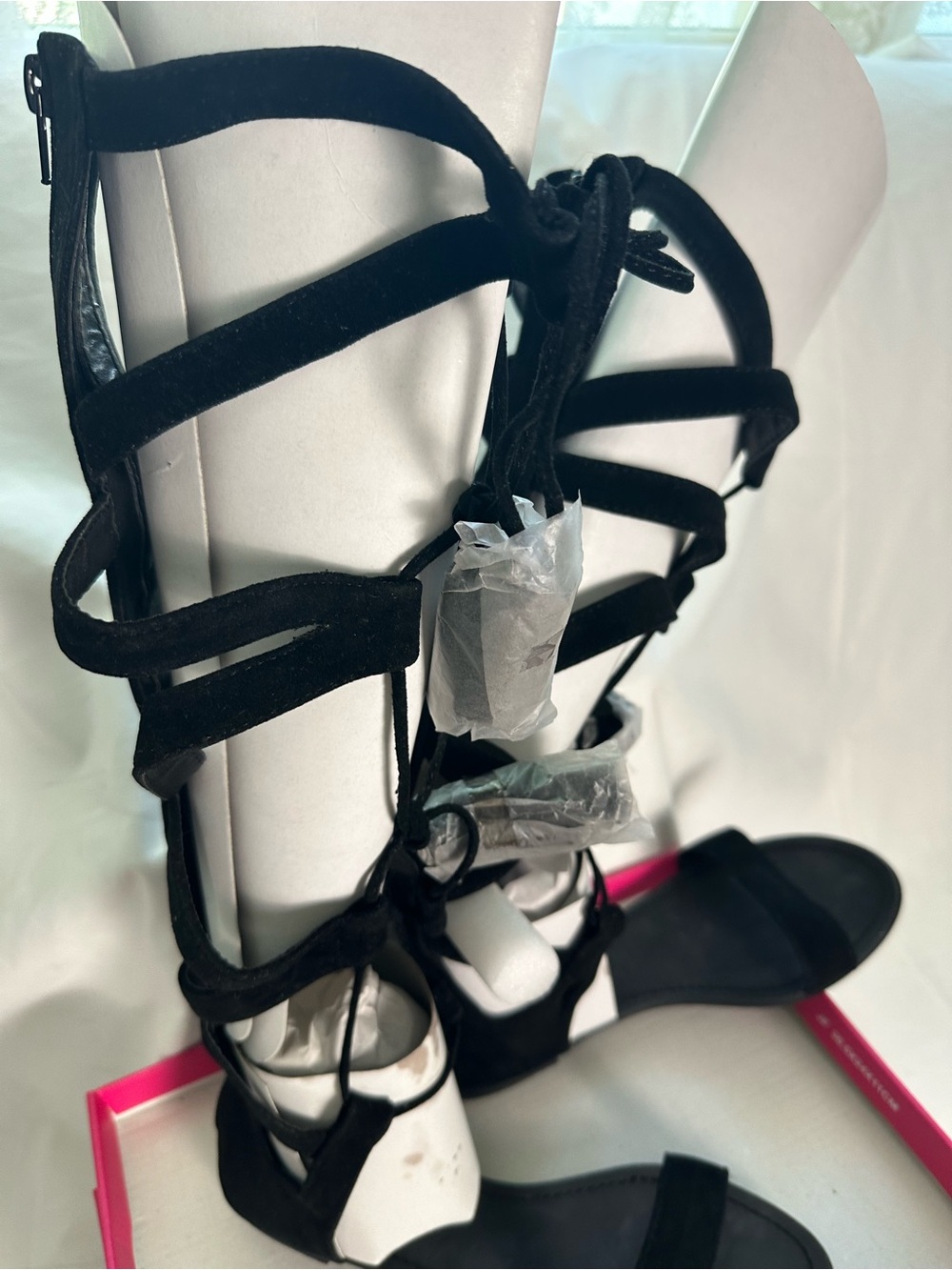 Shoedazzle Black Gladiator Lace Up Sandals Size 6.5 NIB